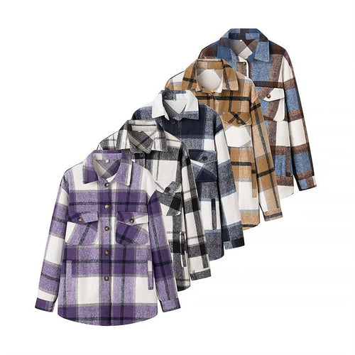Damen Karo-Übergangs‑Shacket aus weichem Flanell mit aufgesetzten Brusttaschen Echo Archiv