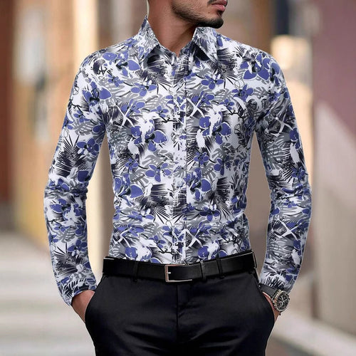 Herren Langarmhemd mit exquisitem Floral-Design Echoarchiv