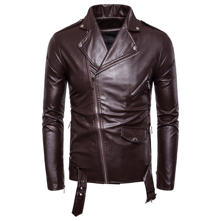 Herren Bikerlederjacke mit asymmetrischem Reißverschluss und praktischen Taschen Echoarchiv