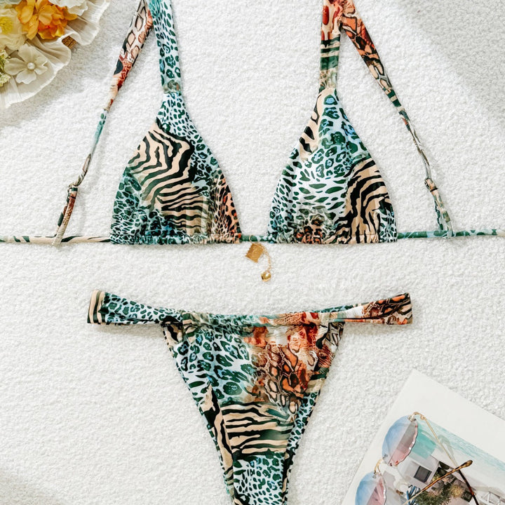 Damen Triangel-Bikini mit floralem Leopardenmuster Echo Archiv