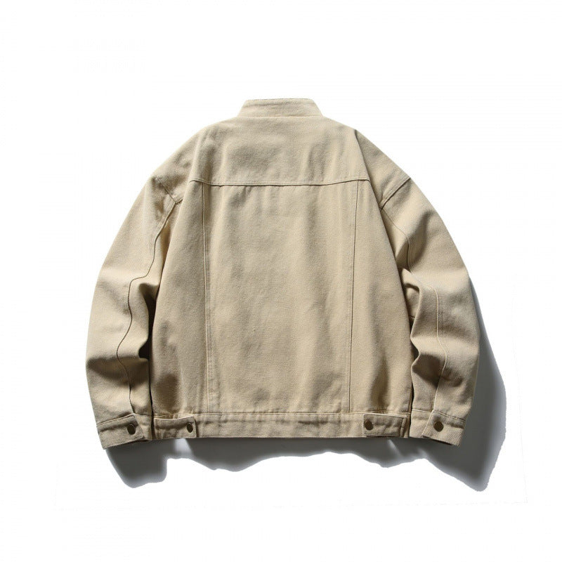 Herren Boxy Canvas-Jacke mit Stehkragen, Reißverschluss und Nahtpaneelen Echo Archiv