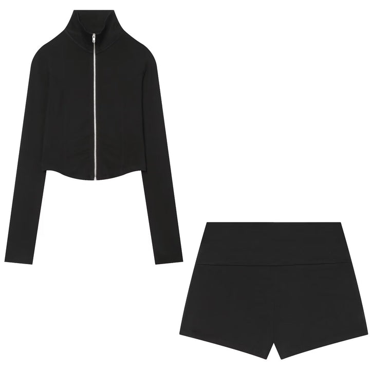 Damen Kurz geschnittenes Zip-Up-Set aus Stretchjersey Echo Archiv