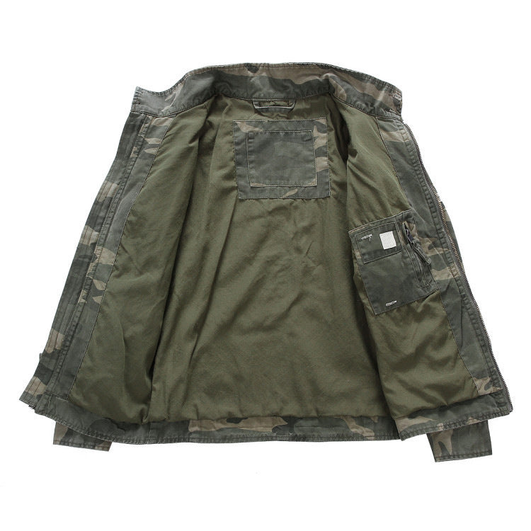 Herren leichte Baumwoll-Twill Feldjacke mit Stehkragen und Reißverschluss Echoarchiv