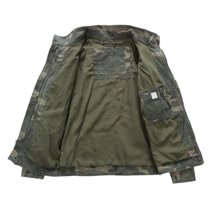 Herren leichte Baumwoll-Twill Feldjacke mit Stehkragen und Reißverschluss Echoarchiv