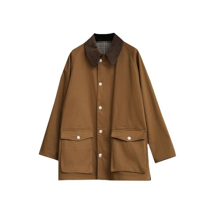 Herren kurzer Fieldcoat mit Cordkragen, Druckknopfleiste und aufgesetzten Taschen Echo Archiv