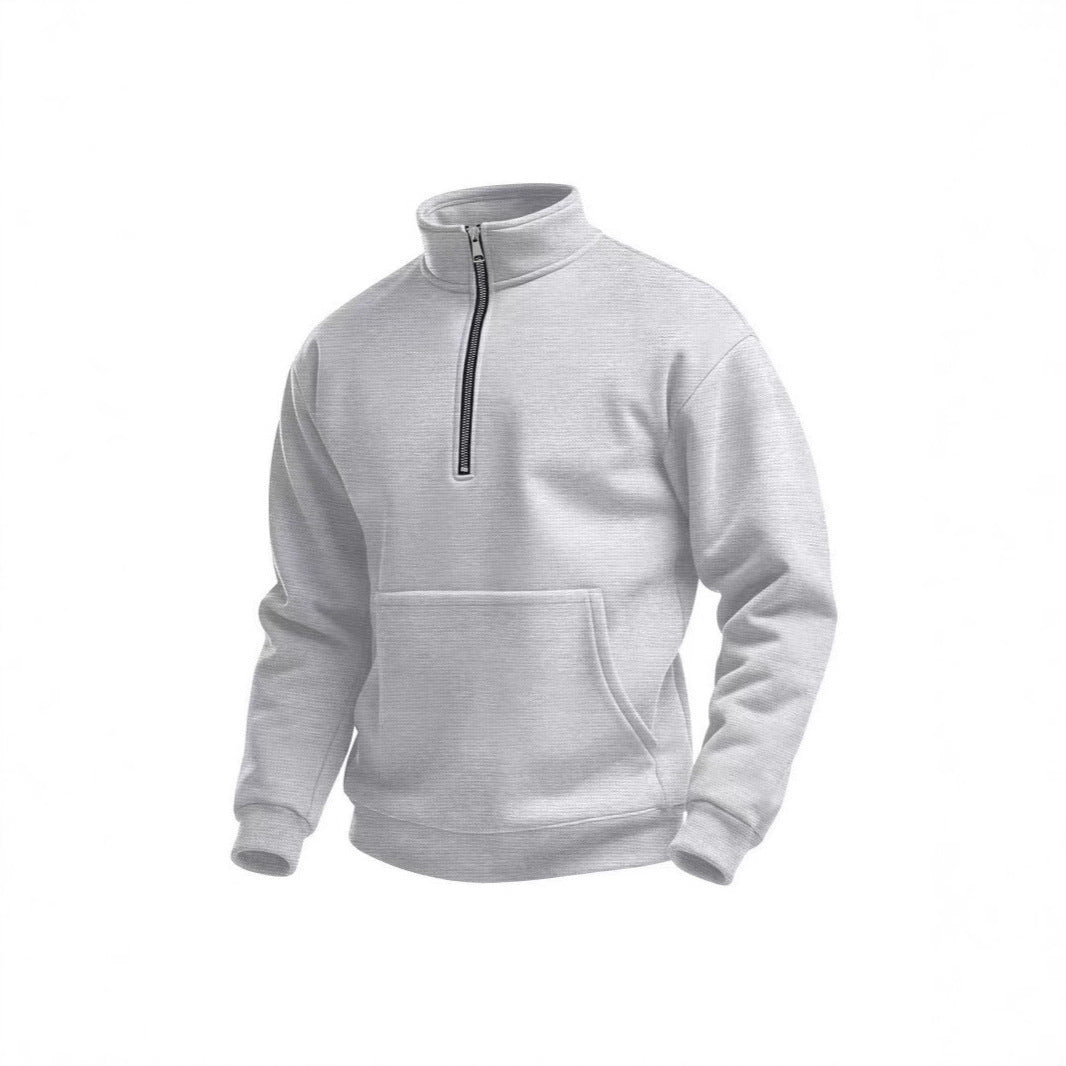 Herren Fleece-Pullover mit kurzem Reißverschluss und Bauchtasche Echoarchiv