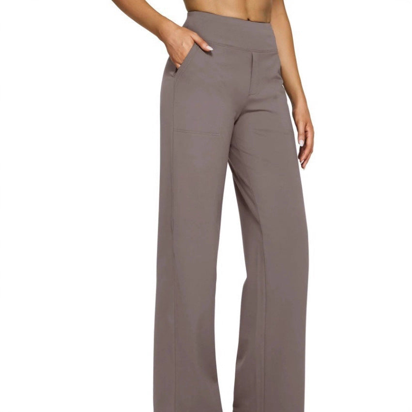 Damen nan fließende High-Waist-Hose mit extra weitem Bein, elastischem Komfortbund und Eingrifftaschen Echo Archiv