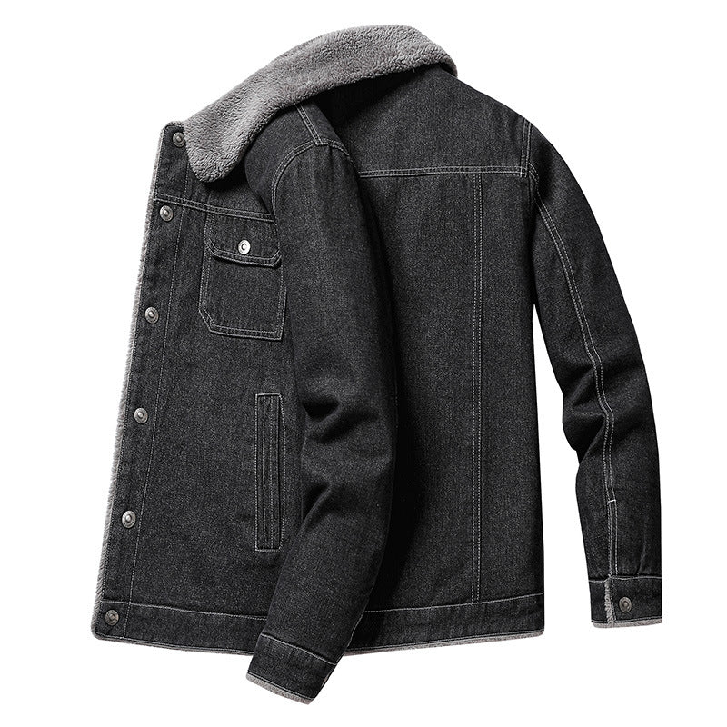 Herren Lässige Denimjacke mit Teddyfellkragen – Denvaro
