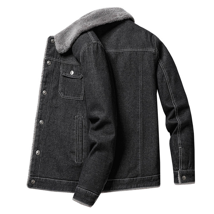 Herren Lässige Denimjacke mit Teddyfellkragen – Denvaro