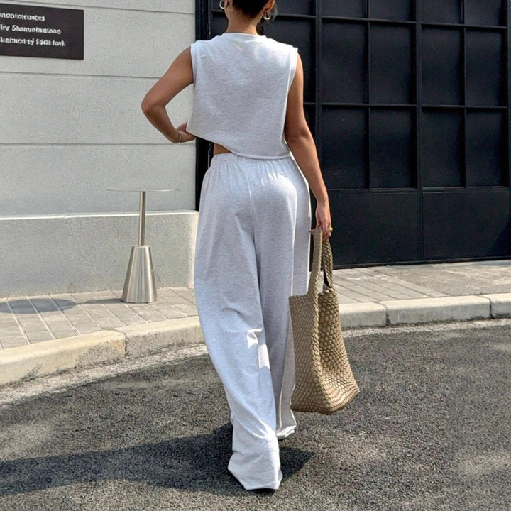 Damen lässiges Crop-Top und weite Freizeithosen Set Echo Archiv