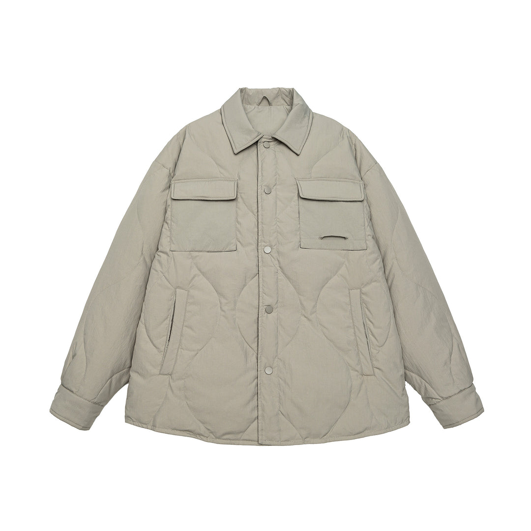 Herren Gesteppte Oversize-Hemdjacke mit Steppung, Druckknöpfen und Brusttaschen Echoarchiv