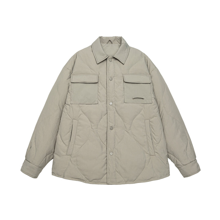 Herren Gesteppte Oversize-Hemdjacke mit Steppung, Druckknöpfen und Brusttaschen Echoarchiv