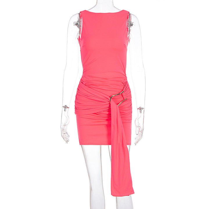 Damen figurbetontes Mini-Kleid mit eleganten Drapierungen und raffiniertem Bund Echo Archiv