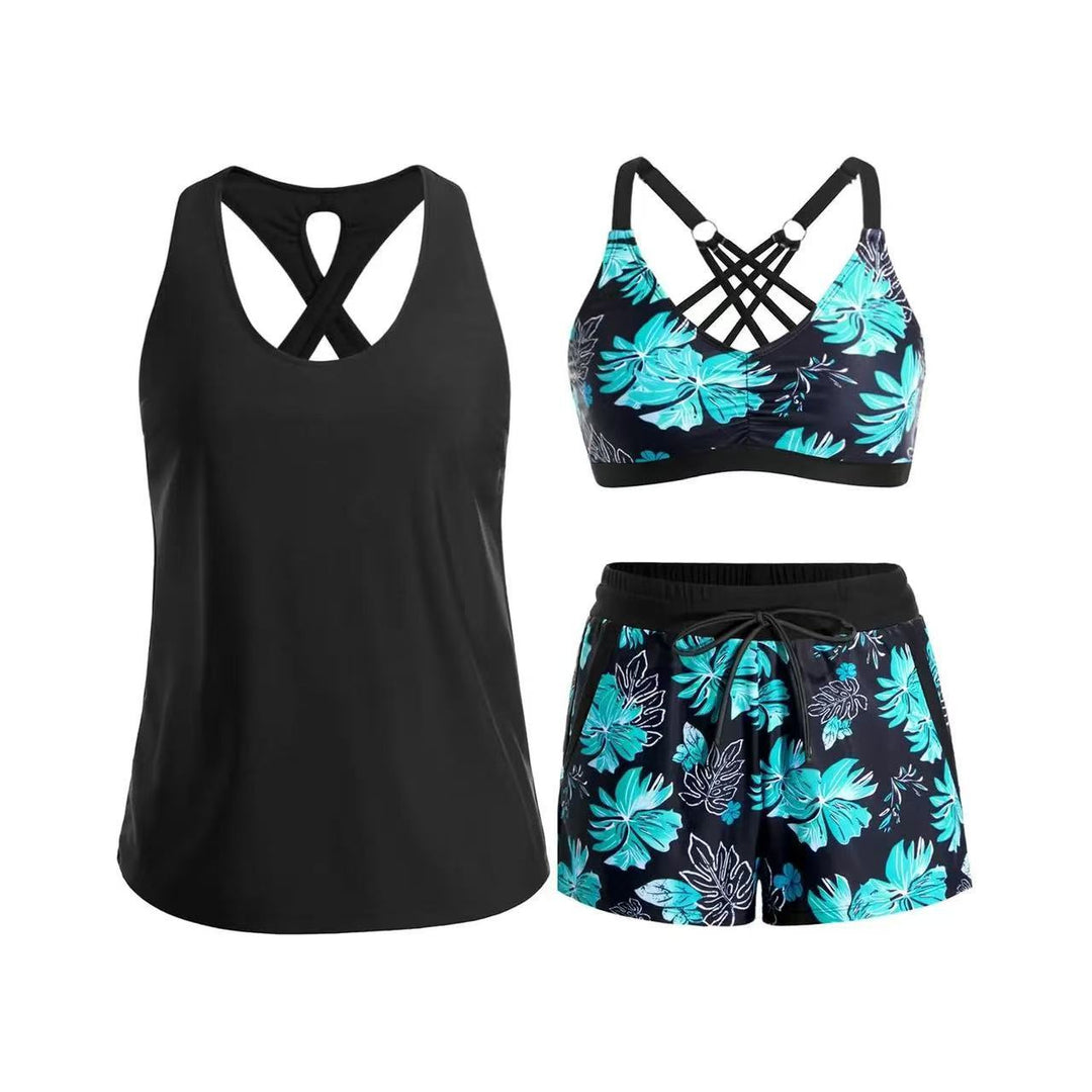 Damen Sport-Badeanzug-Set mit modischem Racerback und Shorts Echo Archiv