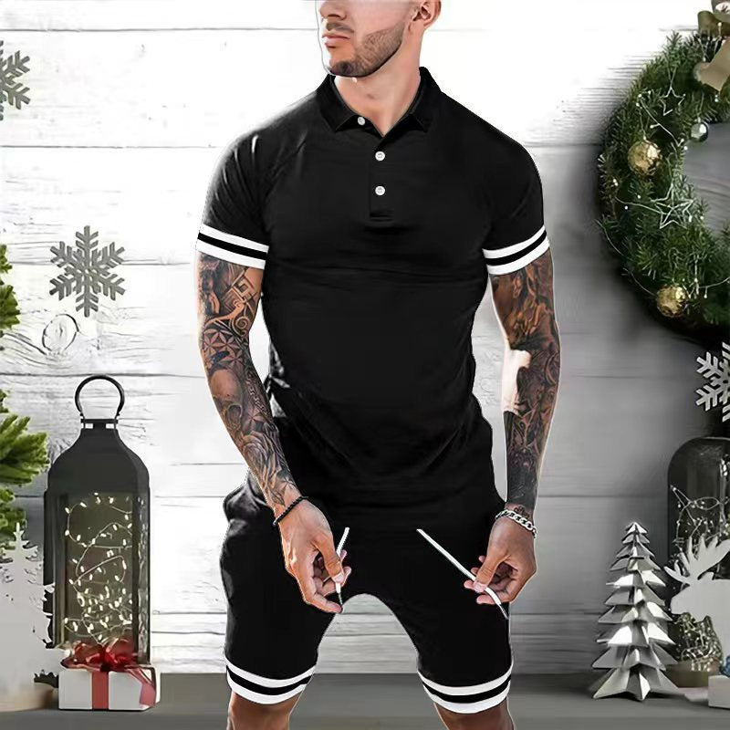 Herren sportliches Freizeitset aus atmungsaktivem Material mit Kontrastbündchen Echoarchiv