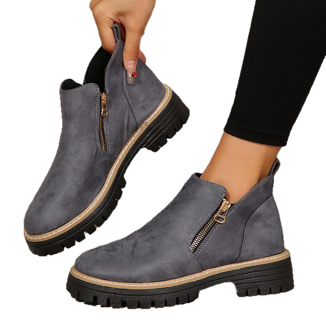 Damen nan Wildlederstiefelette mit robuster Profilsohle und seitlichem Reißverschluss Echo Archiv