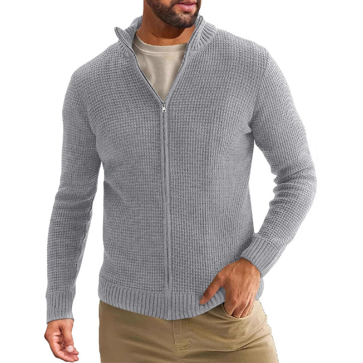 Herren Strickjacke mit hohem Kragen und durchgehendem Reißverschluss Echoarchiv