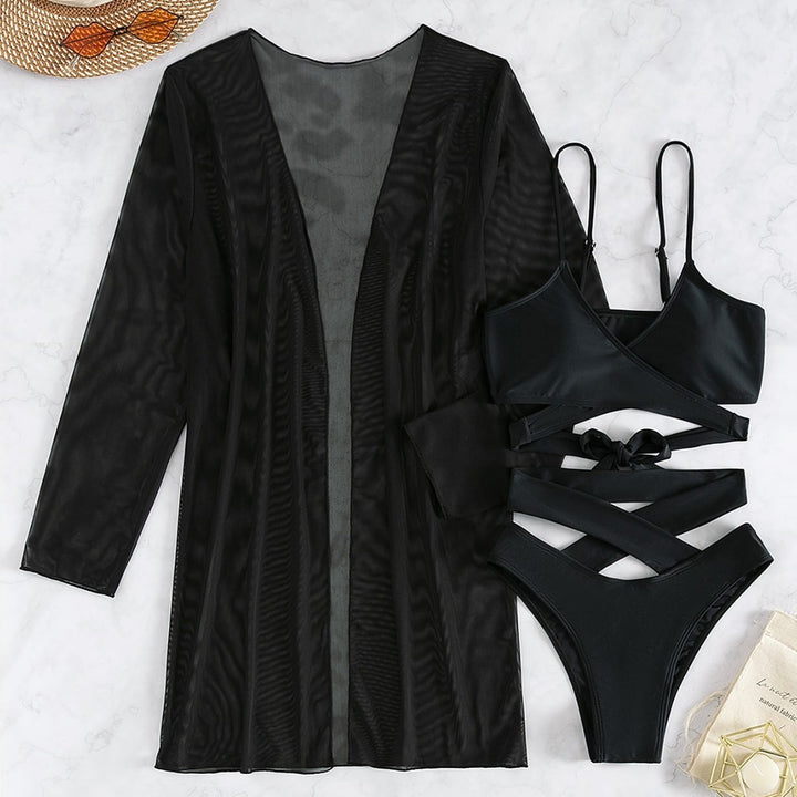 Damen Einteiler Badeanzug mit transparentem Cover-Up und modernem Schnitt Echo Archiv
