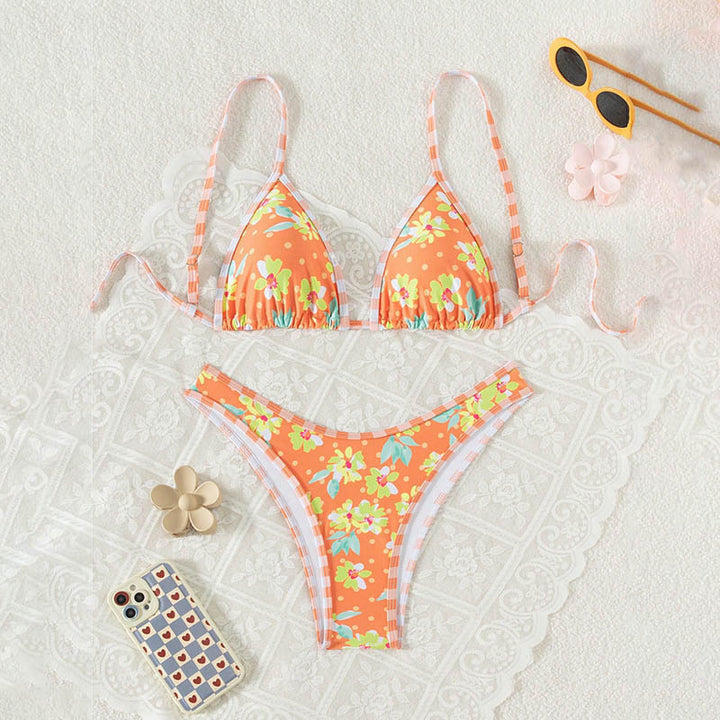Damen Triangel-Bikini mit floralen Mustern und verstellbaren Trägern Echo Archiv