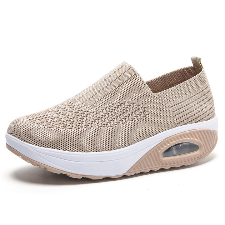 Damen nan gestrickter Slipper mit versteckter Keilsohle und sichtbarer Luftkammer Echo Archiv