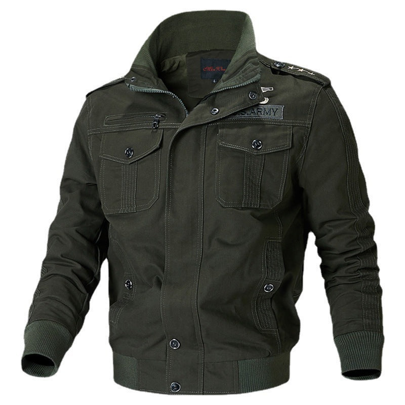 Herren Canvas-Pilotblouson mit Schulterpaspeln, Reißverschlussleiste und Utility-Pattentaschen Echoarchiv