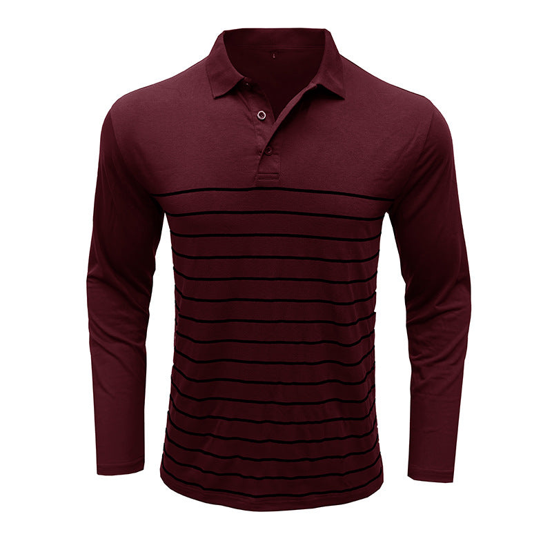Herren Langarm Poloshirt mit modischem Streifenmuster Echoarchiv