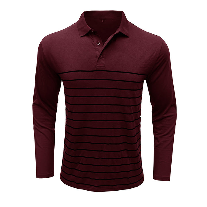 Herren Langarm Poloshirt mit modischem Streifenmuster Echoarchiv