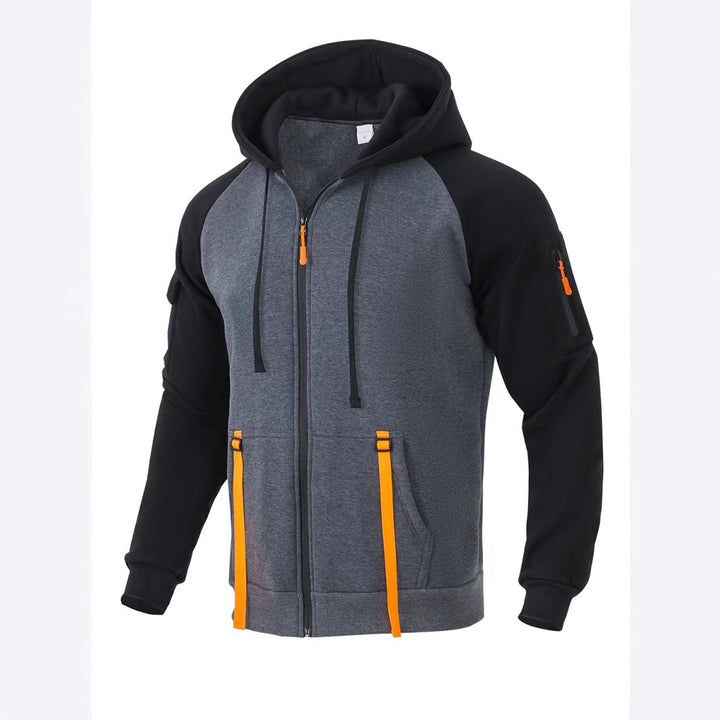 Herren modische Zip-Hoodiejacke mit funktionalen Taschen Echoarchiv