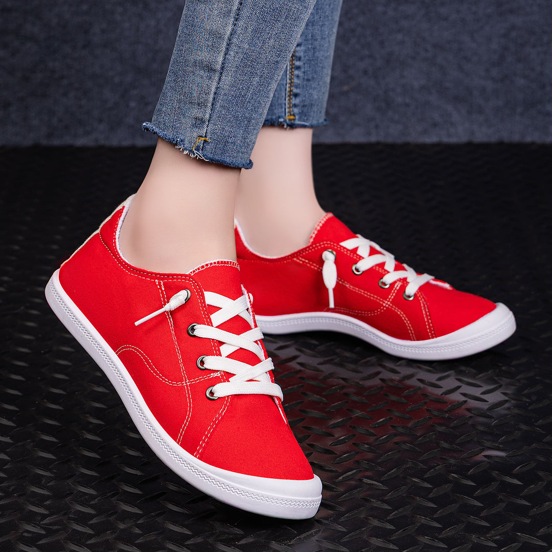 Damen nan klassische Canvas-Sneaker low-top mit verstärkter Gummisohle, Metallösen und gepolstertem Fersenkragen Echo Archiv