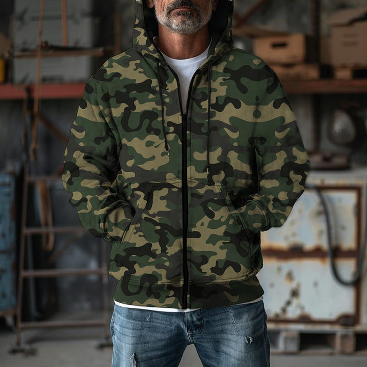 Herren Camouflage-Fleecejacke mit praktischen Taschen und verstellbarem Kordelzug Echoarchiv