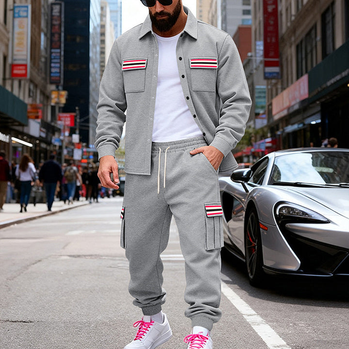 Herren Urbanes zweiteiliges Utility-Joggingset mit Overshirt und Cargo-Hose Echoarchiv