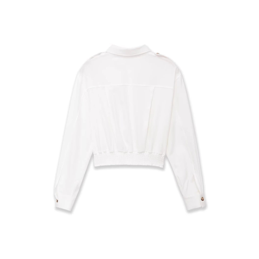 Damen Cropped-Hemdjacke mit Epauletten und taillierenden Abnähern Echoarchiv