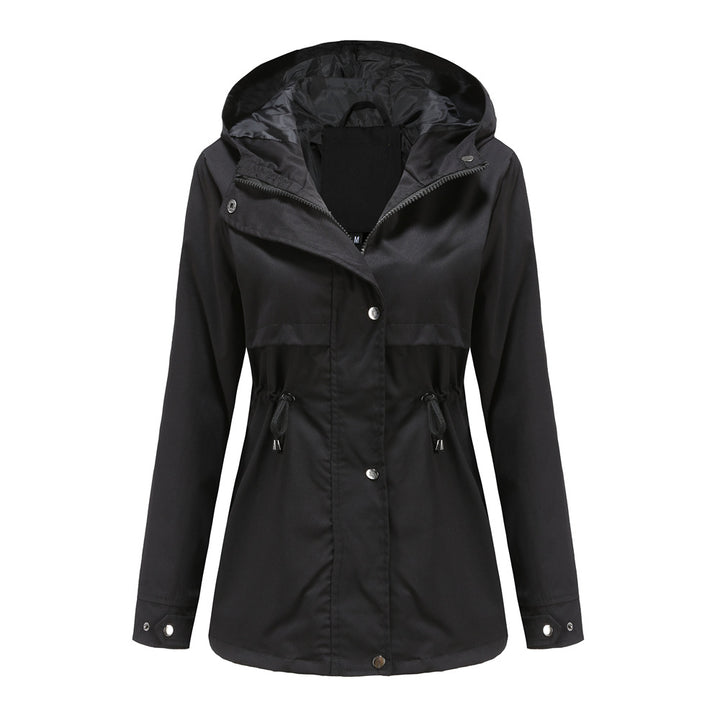 Damen nan atmungsaktive Übergangsjacke mit Kapuze, Taillenzug und verdeckter Druckknopfleiste Echo Archiv