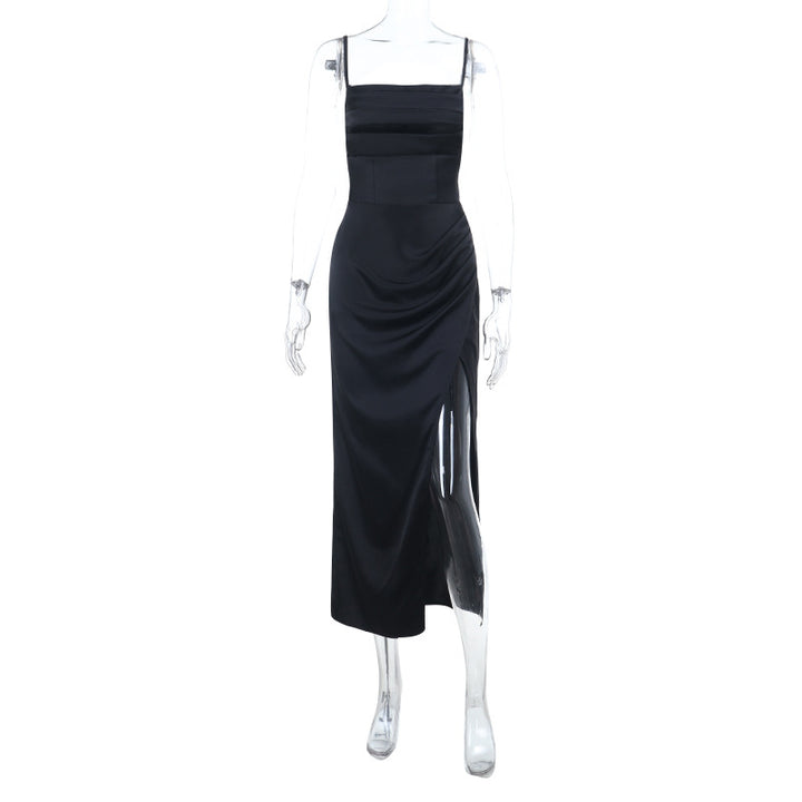 Damen elegantes Maxikleid mit Raffung und seitlichem Schlitz Echo Archiv