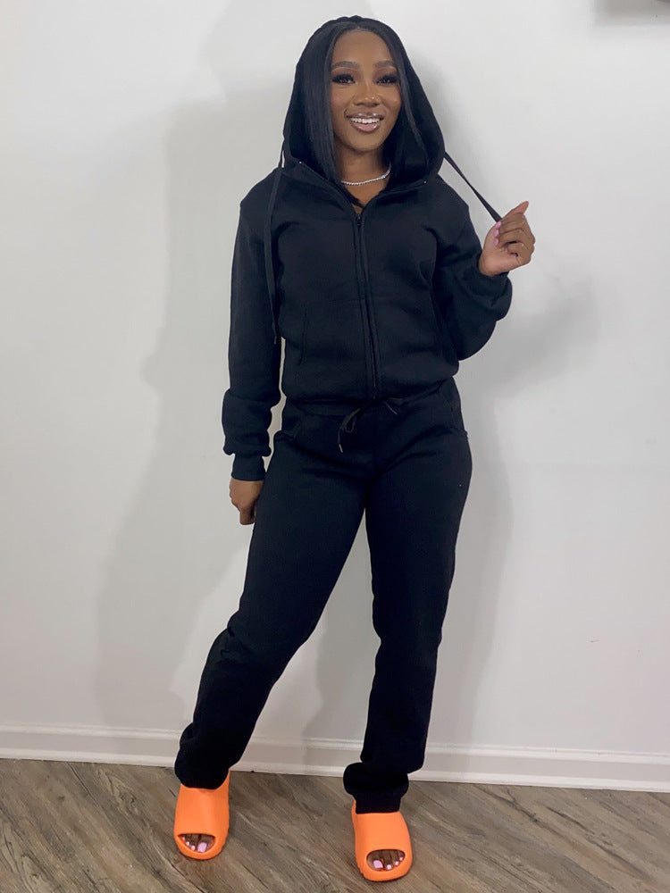 Damen nan Komfort-Zip-Hoodie mit taillenhoher Bootcut-Jogginghose Set Echo Archiv