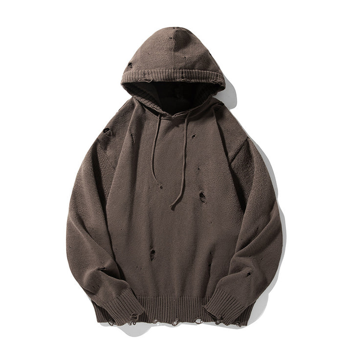 Unisex Oversize Strick‑Kapuzenpullover im Destroyed‑Look Echo Archiv