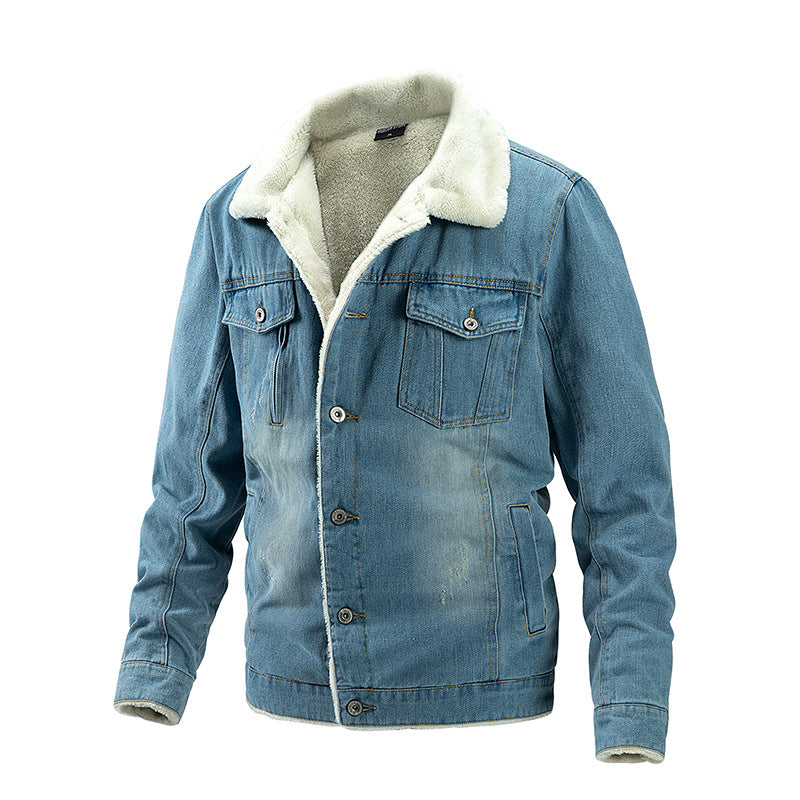 Herren Geprägte Jeansjacke mit Fleece-Innenfutter Echo Archiv
