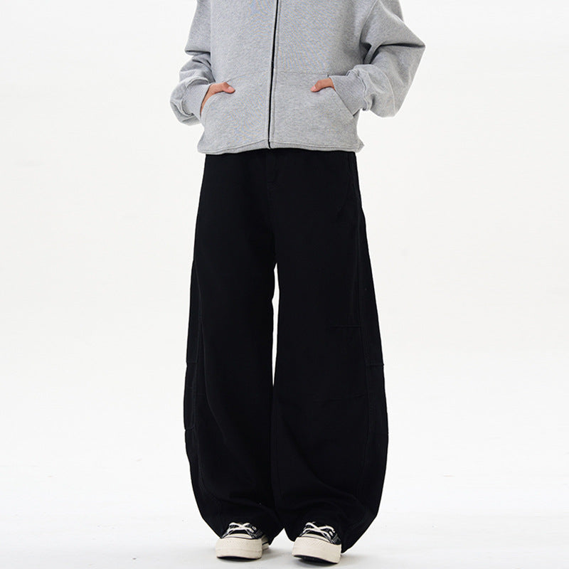 Damen Ultraweite Baumwoll-Canvas Palazzo-Hose mit elastischem Bund und Utility-Nähten Echo Archiv