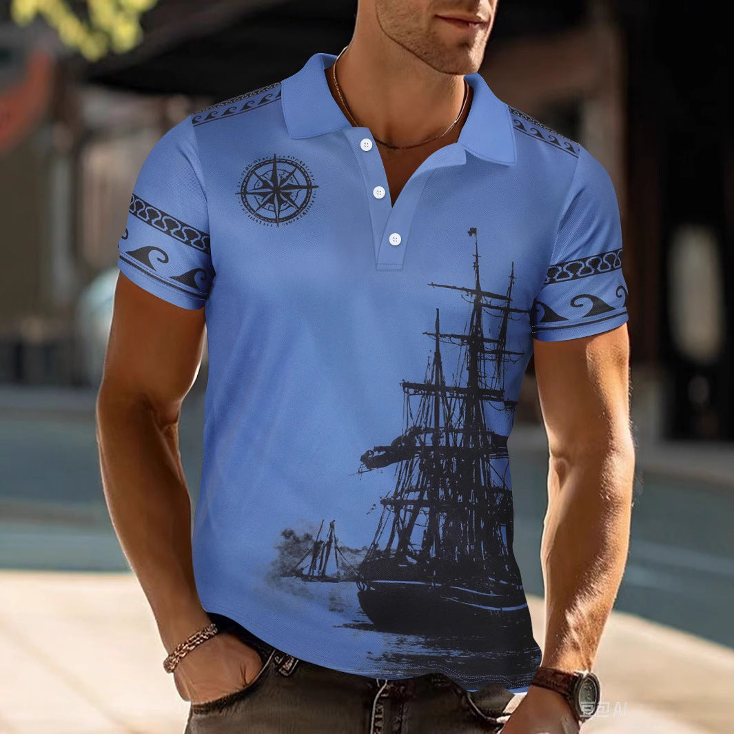 Herren Poloshirt mit maritimem Motiv und modernem Schnitt Echoarchiv