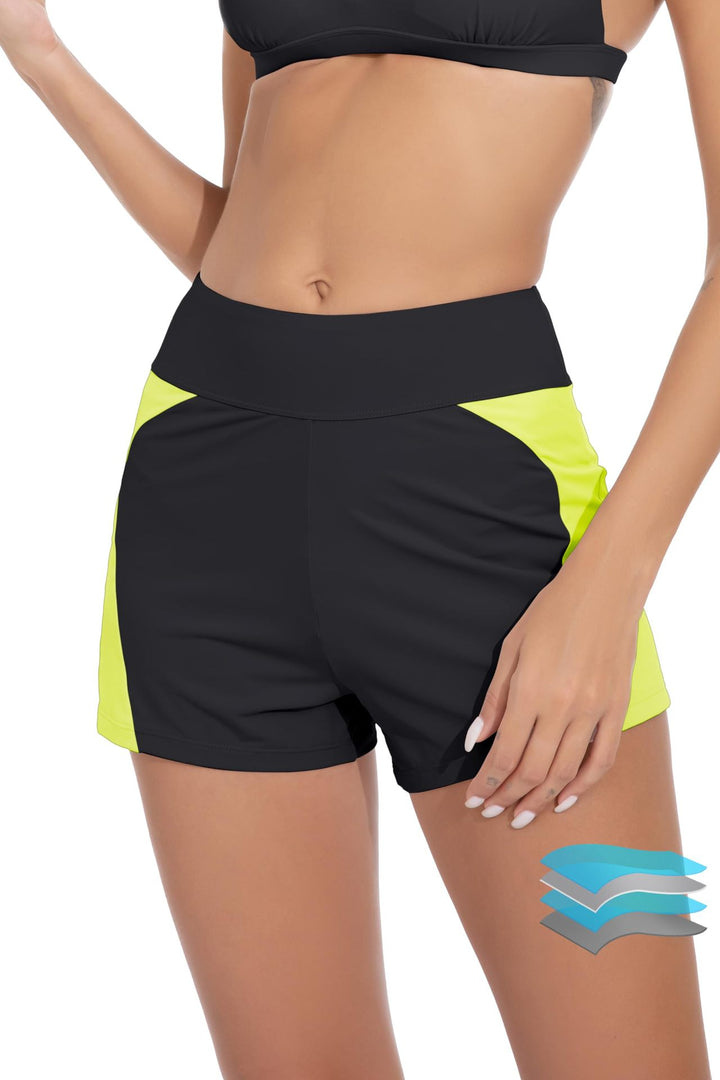 Damen Hochgeschnittene Sport-Badeshorts mit elastischem Bund Echo Archiv