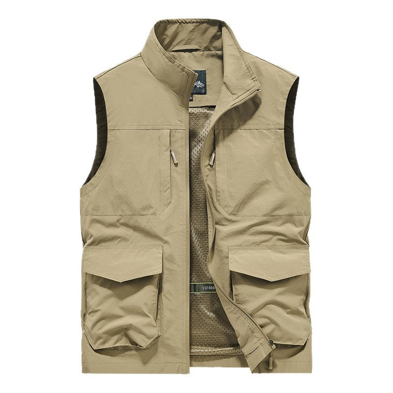 Herren Utility-Outdoorweste mit Multifachtaschen, Mesh-Futter & Stehkragen Echo Archiv