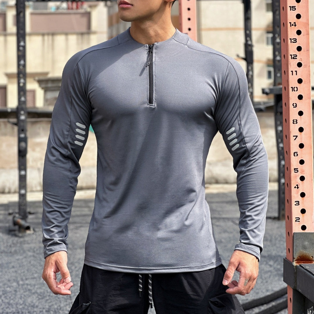 Herren Funktions-Langarmshirt mit hohem Kragen und innovativem Reißverschluss Echoarchiv