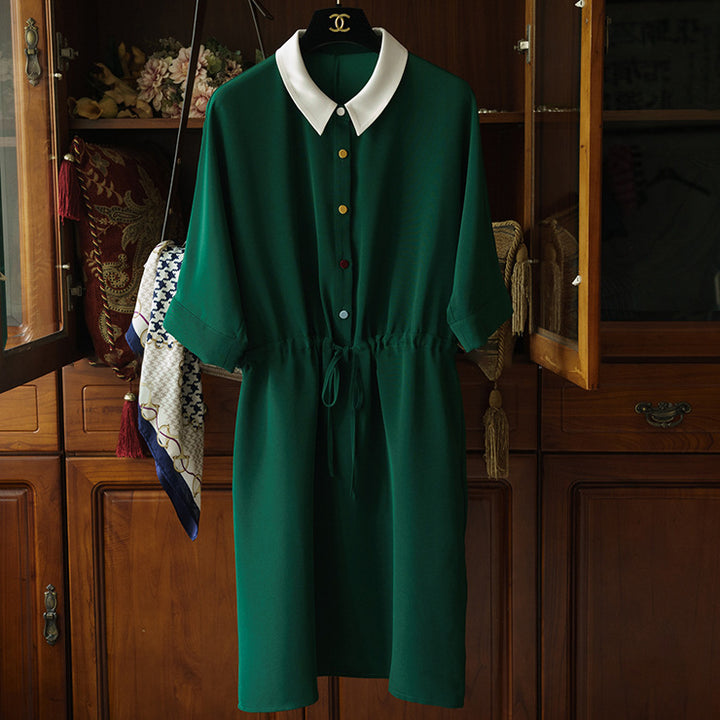 Damen Elegantes Kurzarmkleid mit Taillengürtel Echoarchiv