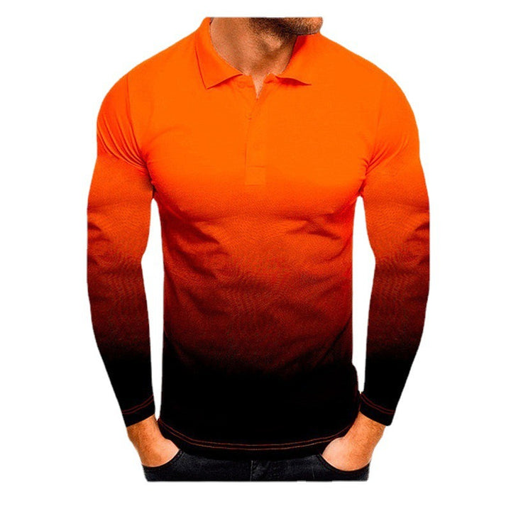 Herren Langarm-Polohemd mit modernem Farbverlauf und leistungsfähigem Material Echoarchiv