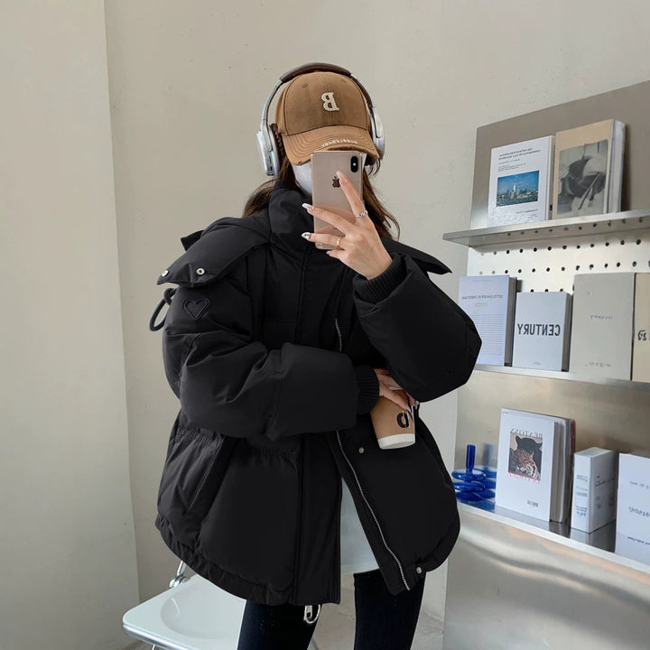 Damen nan oversized gesteppte Kurzjacke mit Kapuze, winddichter Fütterung und übergroßem Kragen Echo Archiv