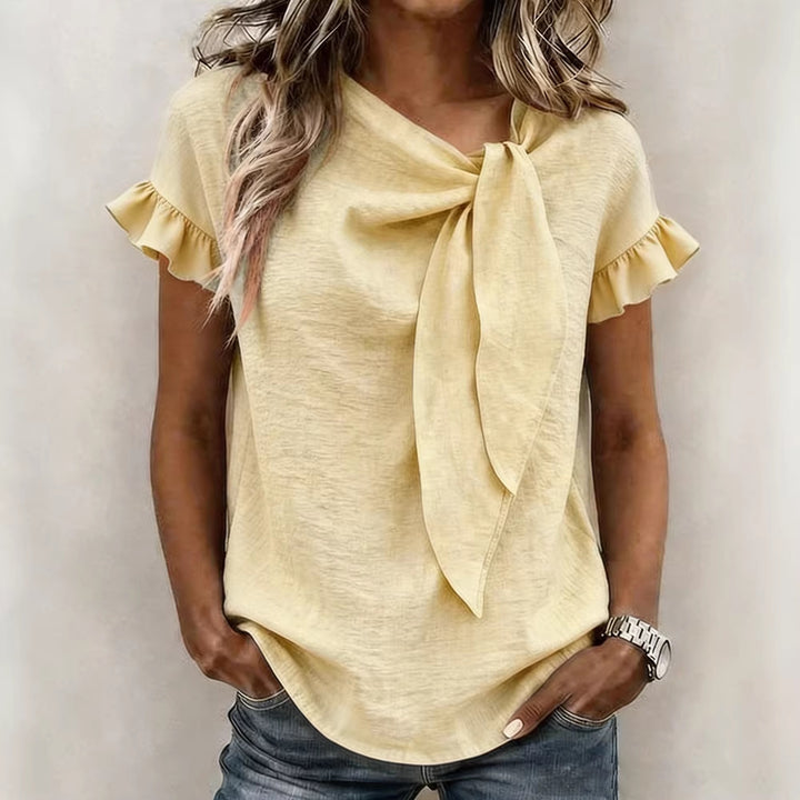 Damen Bluse mit Rüschenärmeln und Schleifendetail Echo Archiv