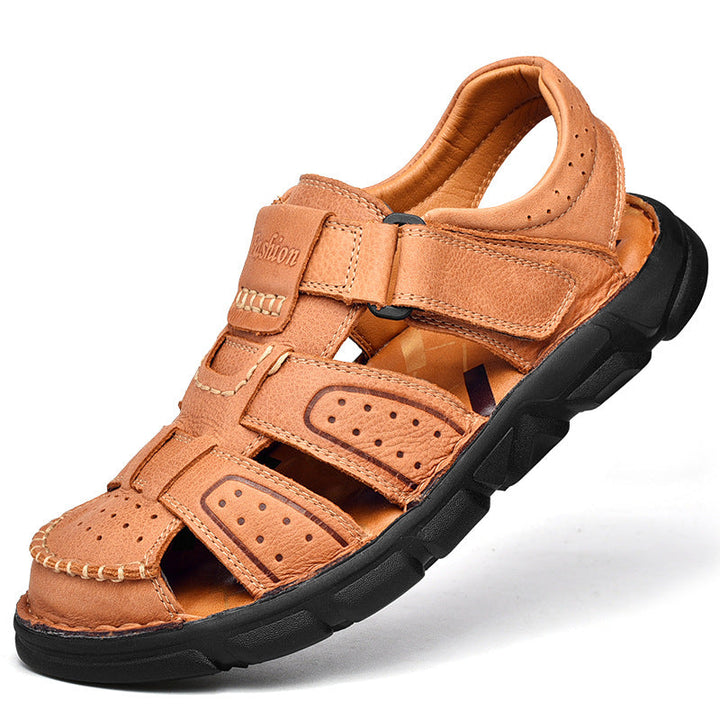 Herren Ledersandalen mit verstellbarem Klettverschluss und rutschfester Sohle Echoarchiv