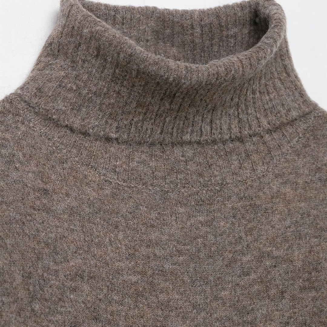 Damen Strickkleid mit kurzem Arm und hochgeschlossenem Kragen Echo Archiv