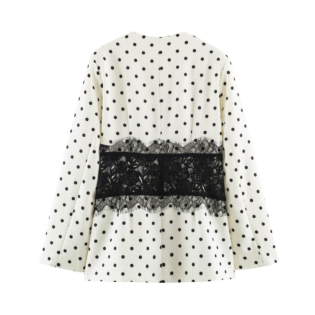 Damen Taillierter Blazer mit Spitzenbesatz und Punktemuster Echo Archiv