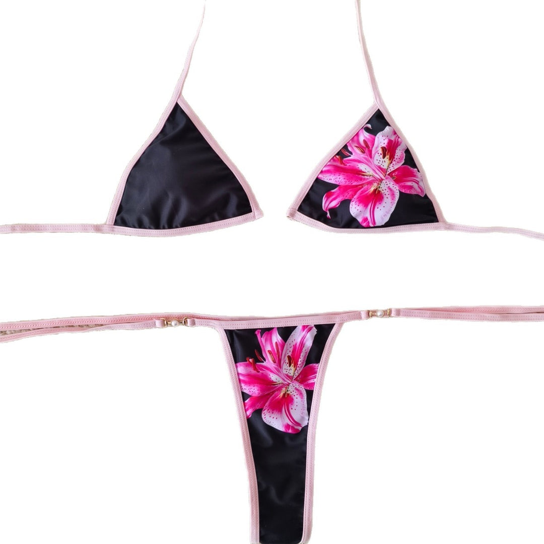 Damen Triangel-Bikini mit floralen Akzenten und verstellbaren Bändern Echo Archiv